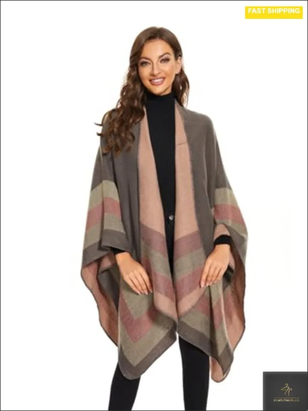Elegant Knitted Cape Open Front Poncho Scarf Wrap Blanket Cardigan for Women,